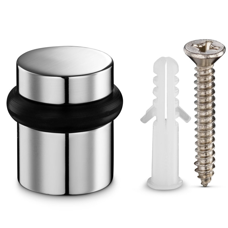 Brass Floor Mount Stop, Polished Chrome, 1.5" H x 1.15" W x 1.15" D