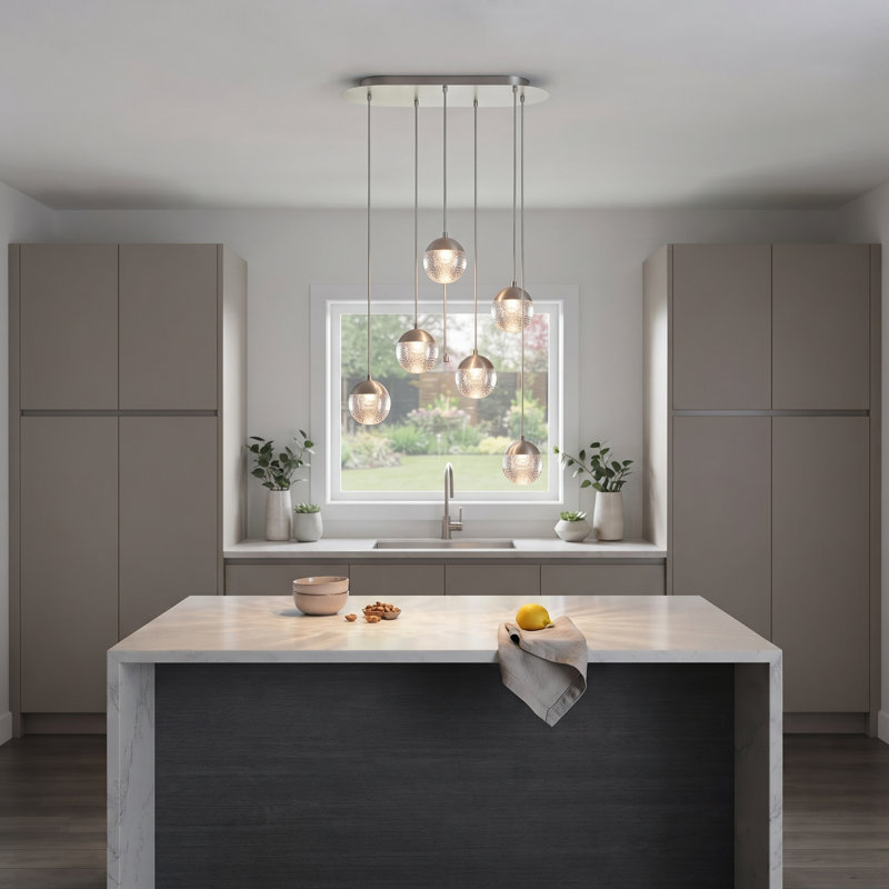 Heatherly 6 - Light Cluster Pendant, Nickel