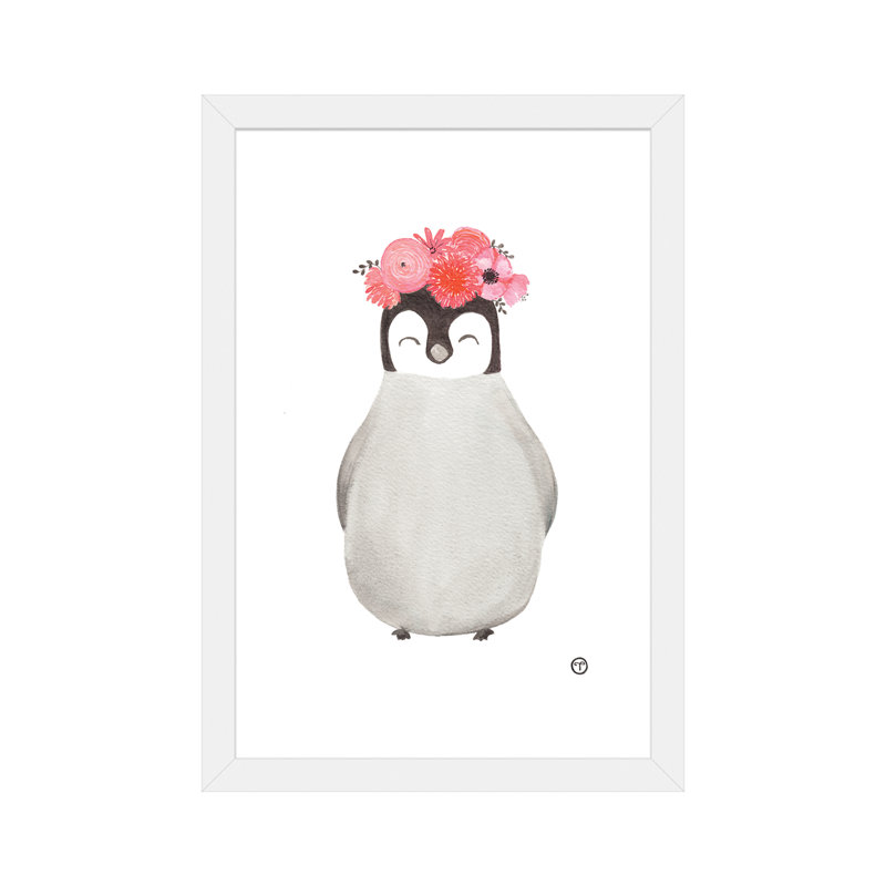 Art pingouin, H 24 po x l 16 po x P 1 po, Papier avec cadre blanc