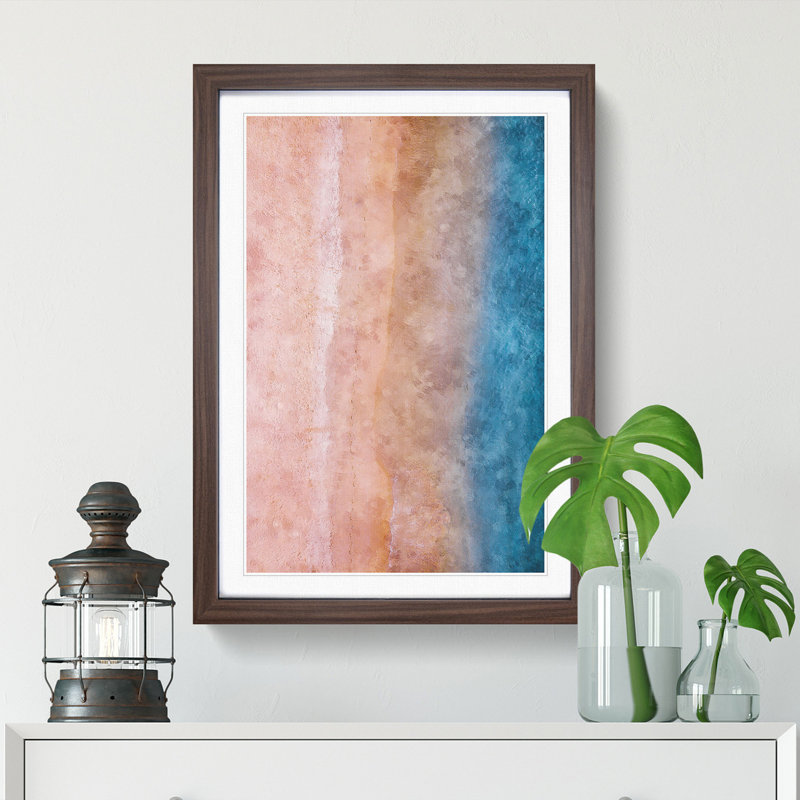 Upon The Beach - Single Picture Frame Painting on MDF, 45cm H x 33cm W x 2cm D, Walnut Framed