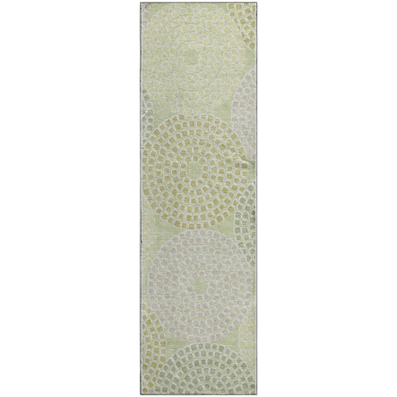 Premium Machine Washable Prisco Mint Rug, Runner 2'3" x 7'6"