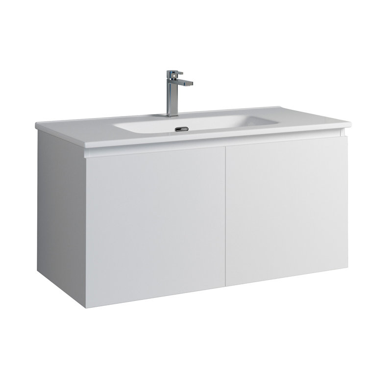 Santori 36'' Single Bathroom Vanity with Ceramic Top, White