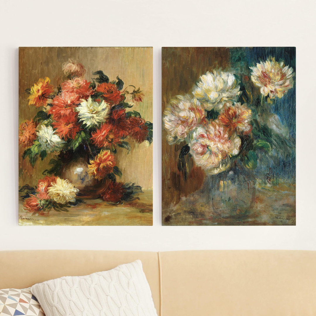 2-tlg. Leinwandbilder-Set Renoir Blumenvasen