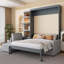 Grand lit escamotable mural avec canapé et tablettes-661248217