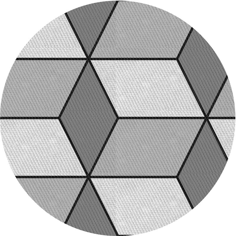 Tapis gris/blanc tissé à la machine, Rond 3 pi