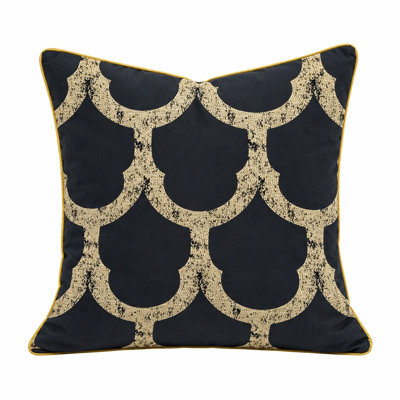 Housse de coussin noire Golden Connection 22x22