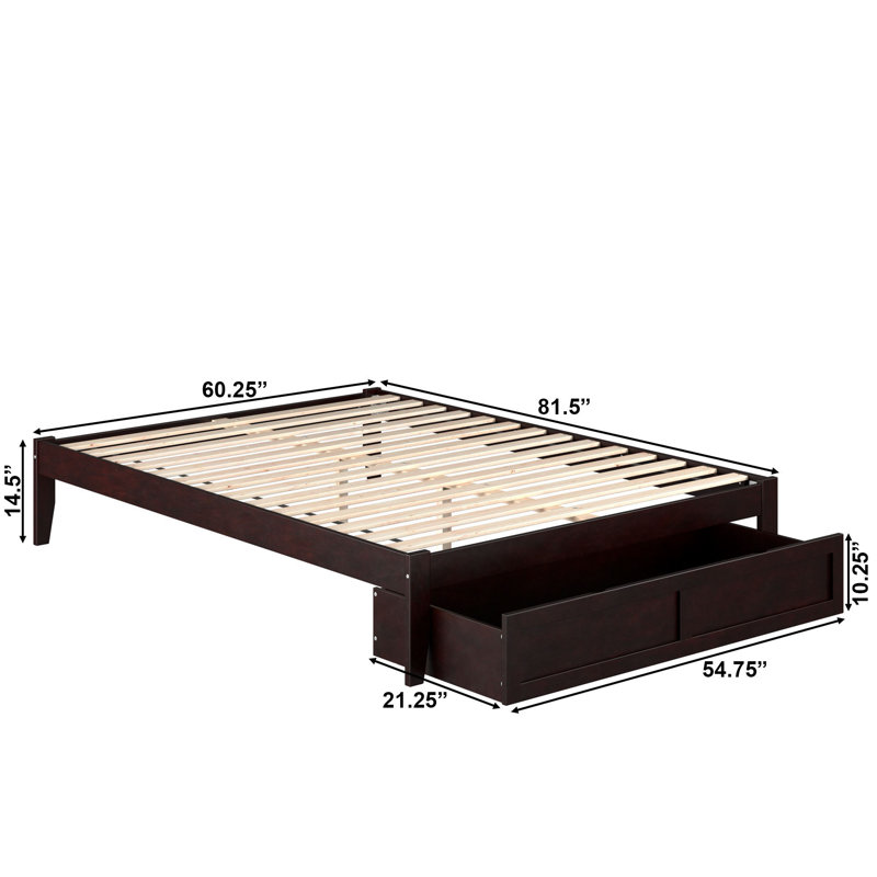 Aayanna Solid Wood Platform Storage Bed, Queen, Espresso