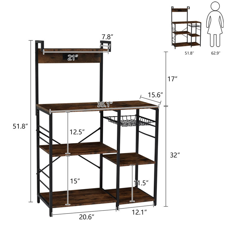 Gillianna 39.3'' Steel Standard Baker's Rack with Microwave Compatibility 17 Stories