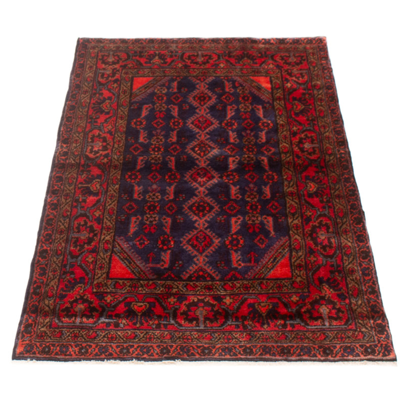 Tapis unique en laine bleu marine rectangulaire 3 pi 9 po x 6 pi 7 po Kimarion