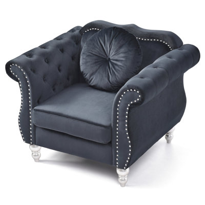 Flared Arm Chair In Black, Contemporary And Elegant - 39"w X 35"d 34"h Comfortable Design Velvet Simple Assembly Required 22" Seat Depth Black Chair, Fashion Comfy For Extra Comfort Fabric