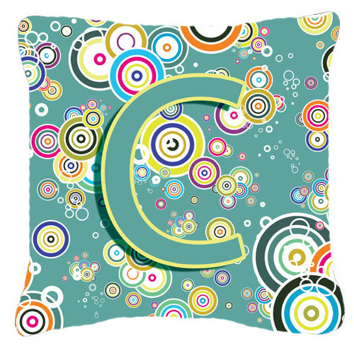 Monogramme initiale cercle cercle intérieur/extérieur Throw Pillow, 18" H x 18" L x 5.5" D, C