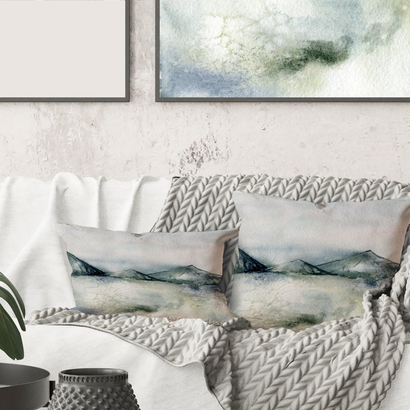 Minimalistic Mountain Landscape Rectangular Pillow Cover & Insert