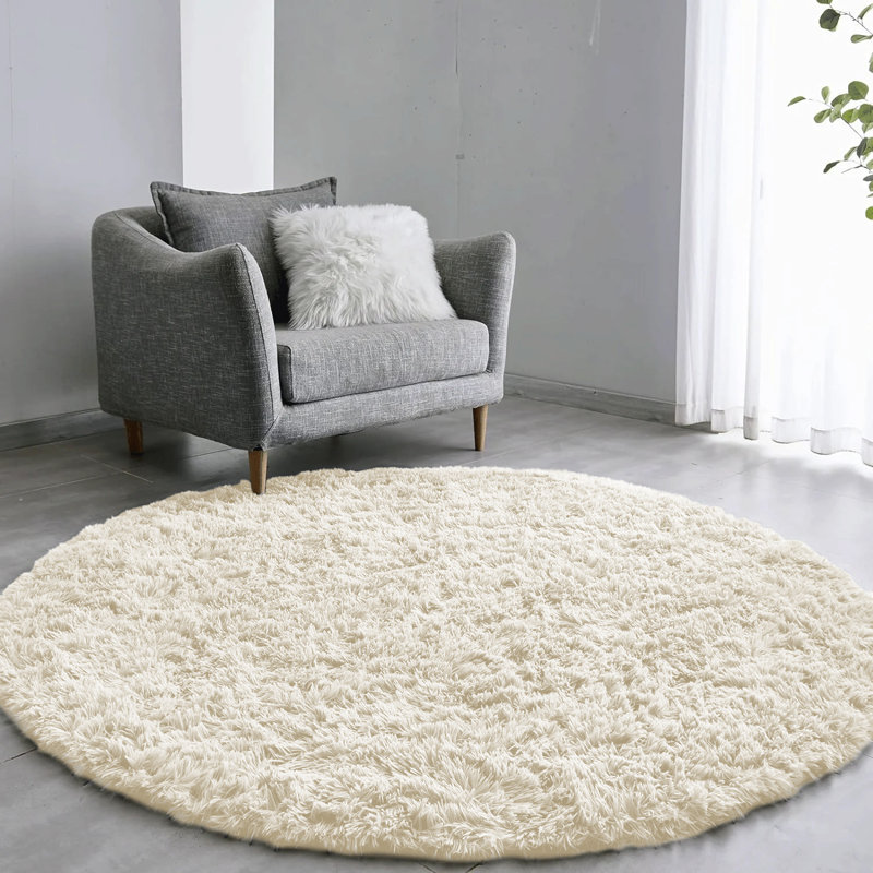 Round Solid Colour Shag 120cm X 120cm Area Rug