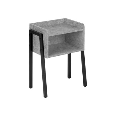 11.65 Inches Wide Grey Table With Black Metal Legs And Storage Compartment Contemporary Accent Top For Home