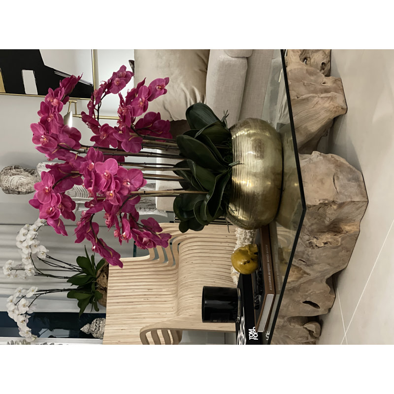 Orchid Faux Floral Arrangement in Vase, Pink