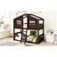 Lit superposé simple au-dessus de simple avec échelle, lit en bois - espresso-129391665