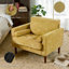 Fauteuil club capitonné Iliana en chenille à accoudoirs carrés avec 2 coussins-621274504