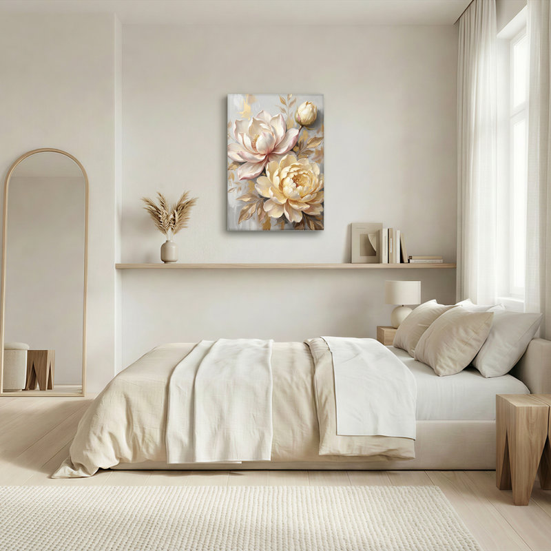 Tableau mural en toile tendue représentant une pivoine, idéal pour la décoration du salon et de la chambre., 2436
