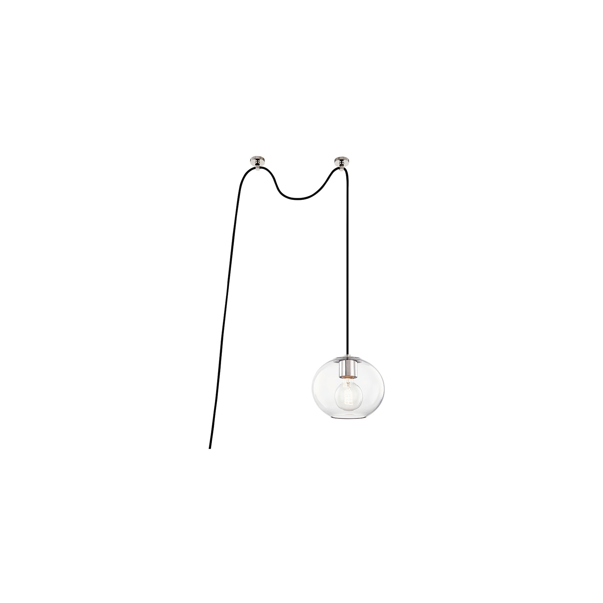 Margot 1 Light Pendant, Polished Nickel, 10.5" H x 12.25" W x 12.25" D