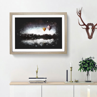 Hot Air Balloons Above A Lake - Single Picture Frame Print on MDF
