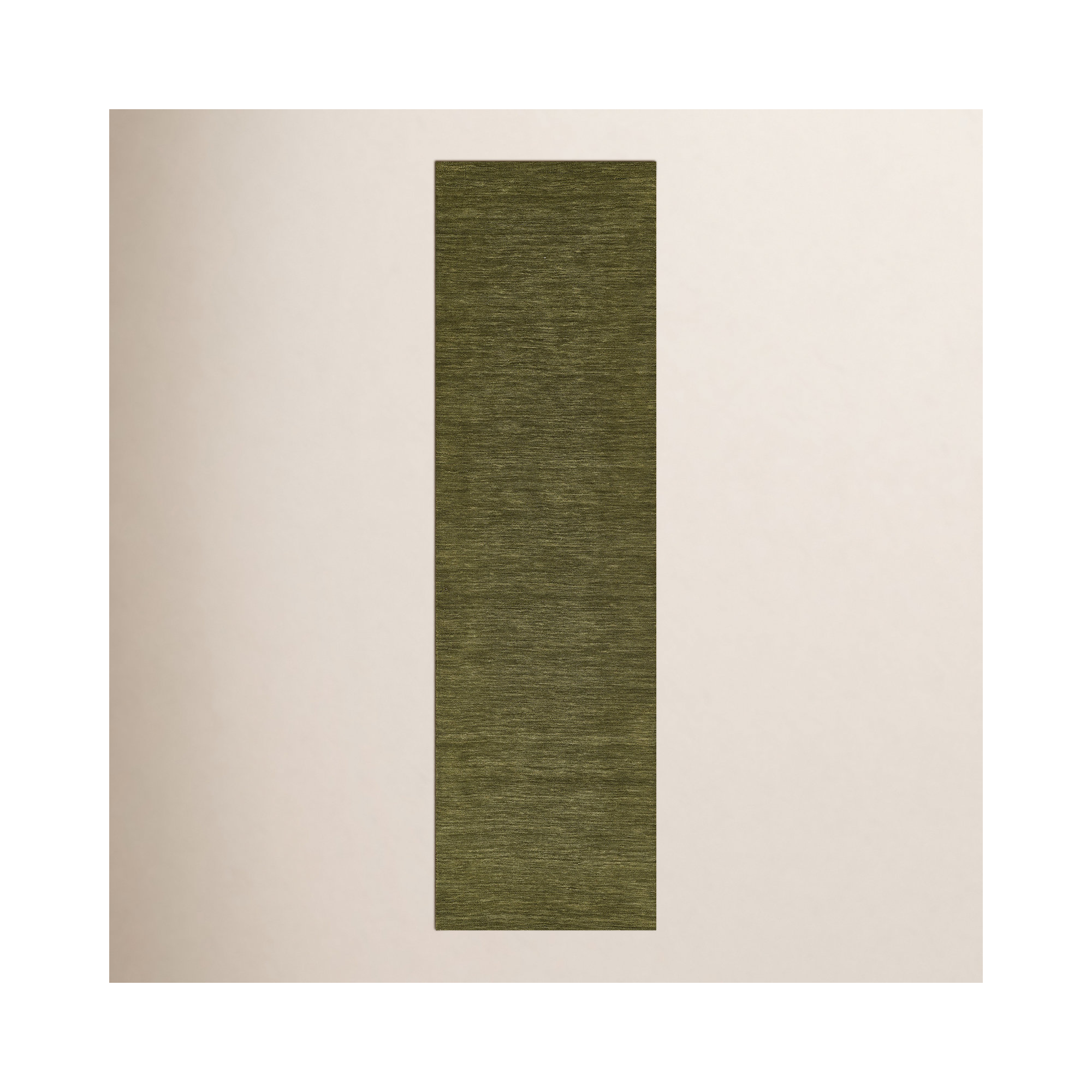 Althena Hand Loomed Wool Green Rug, Runner 2'3" x 8'