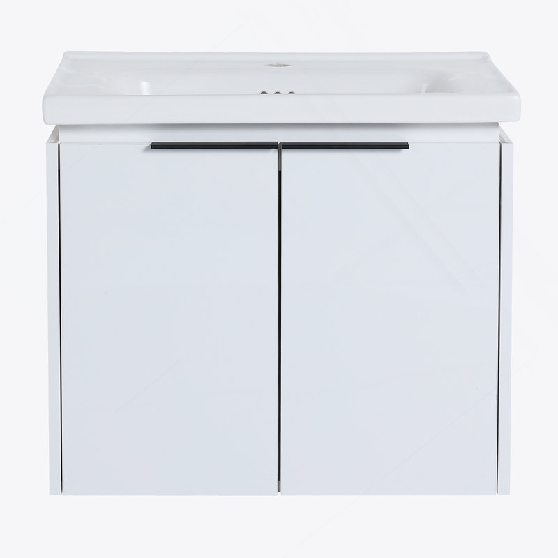 Meuble-lavabo à fermeture en douceur avec lavabo, convenant à une petite salle de bain