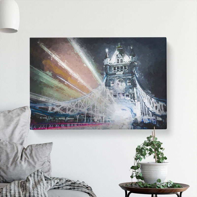 The Tower Bridge in London England in Abstract - Wrapped Canvas, 35cm H x 50cm W x 3cm D
