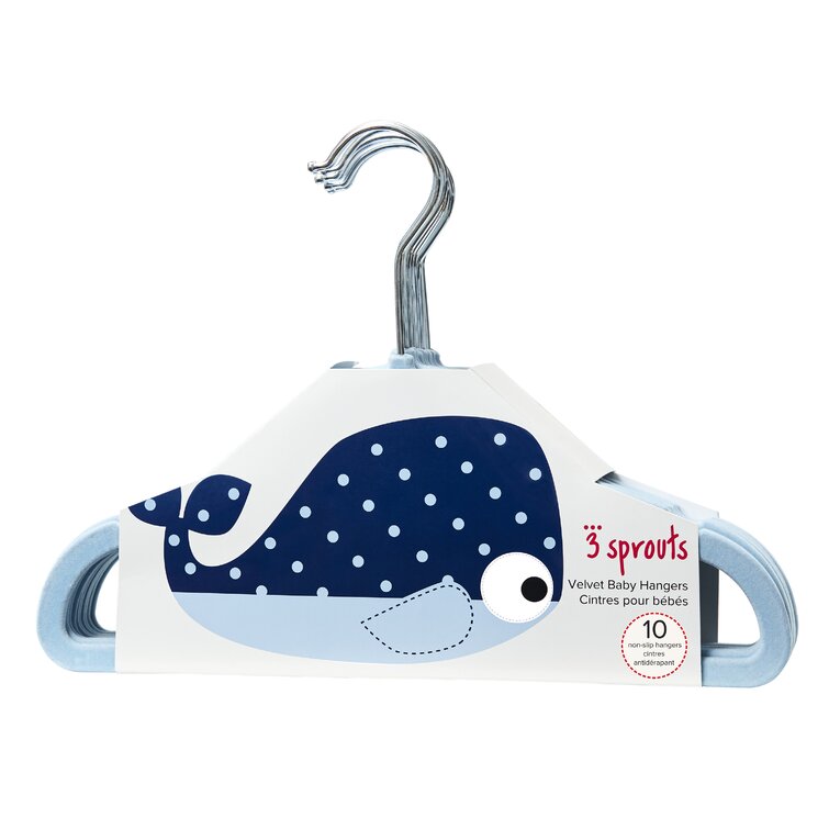3 Sprouts Hangers - Whale, Blue