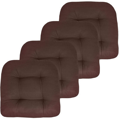 Premium Patio Tufted Outdoor Solid Chair Cushions, 19" x 19" by Sweet Home Collection