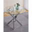 Table de salle à manger moderne en verre trempé avec pieds croisés en métal, longueur réglable pour un salon polyvalent