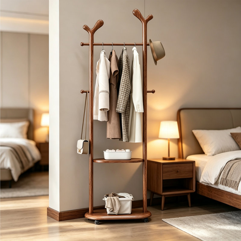 Ash Wood Entryway Freestanding Coat Rack