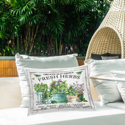 Coussin d'extérieur imprimé Organic Fresh Herbs par Creatif Belle