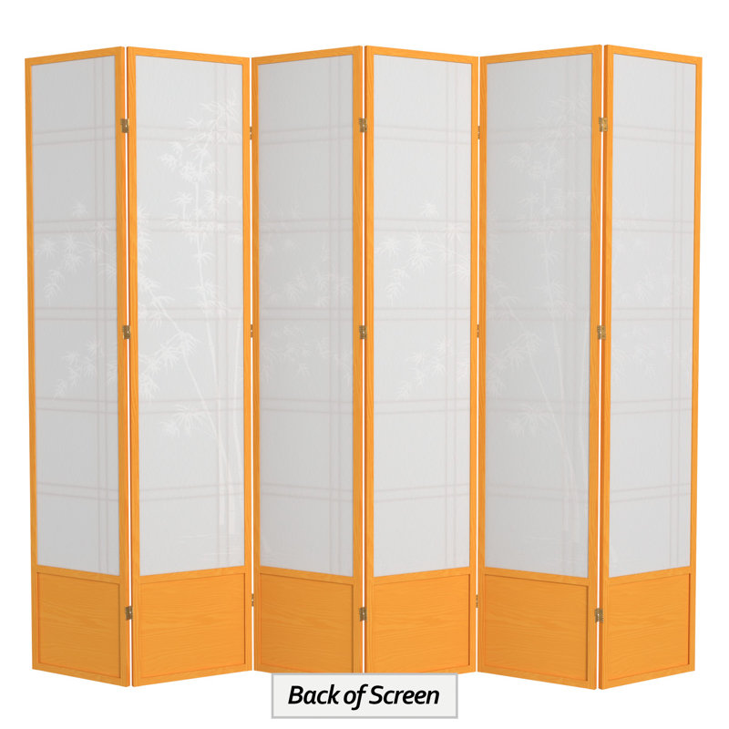 83.5" Bamboo Tree Double Cross Shoji Room Divider, 6 Panels, Honey