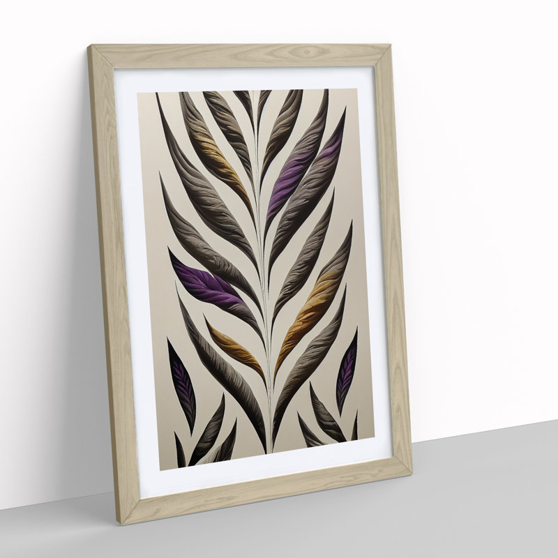 XV1022-3417X Peaceful Feathers - - Wall Art, 66cm H x 48cm W, Oak Framed
