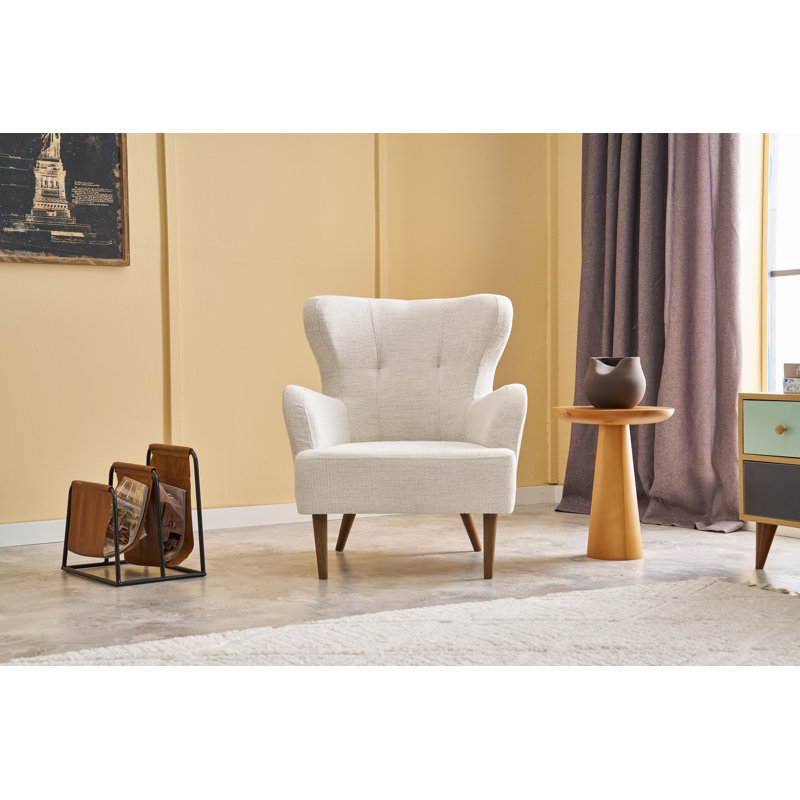 Fauteuil à oreilles, Mélange de polyester blanc Nampreet