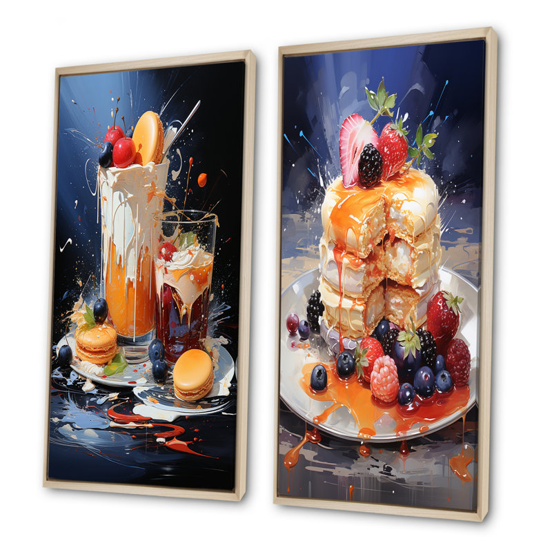 Expressive Cravings Desserts - Ensemble de 2 desserts muraux Desserts, Encadrement brun, H 32 po x l 33 po