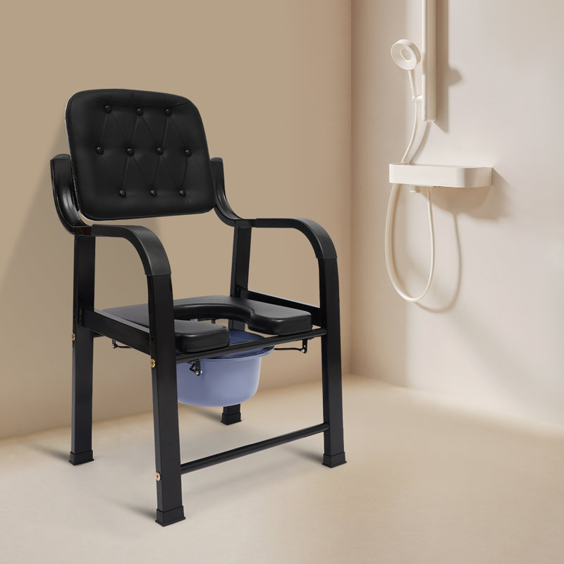 Heavy Duty Toilet Chair With Removable Bucket, Bedside Commode Chair For Elderly/Disabled/Injured, Bedside Commode Chair With Backrest