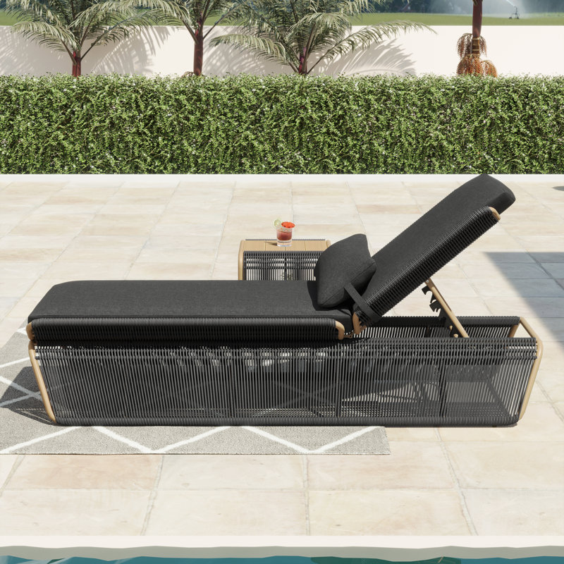 Chaise longue avec table Harper, Carbone, Gris foncé