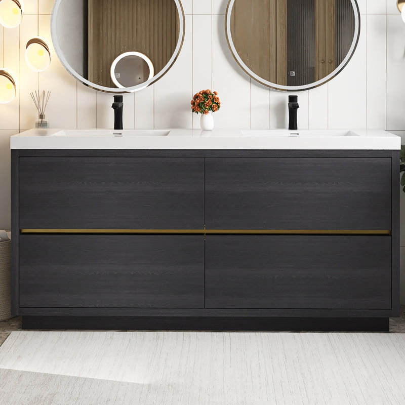 Meuble-lavabo autoportant 72 po avec lavabo 72 po, Espresso