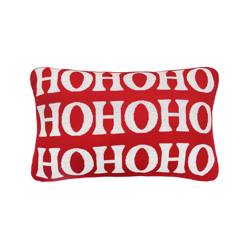Festive Red and White Knitted Holiday Throw Pillow