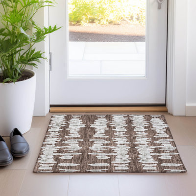 Premium Machine Washable Prisco Brown Rug