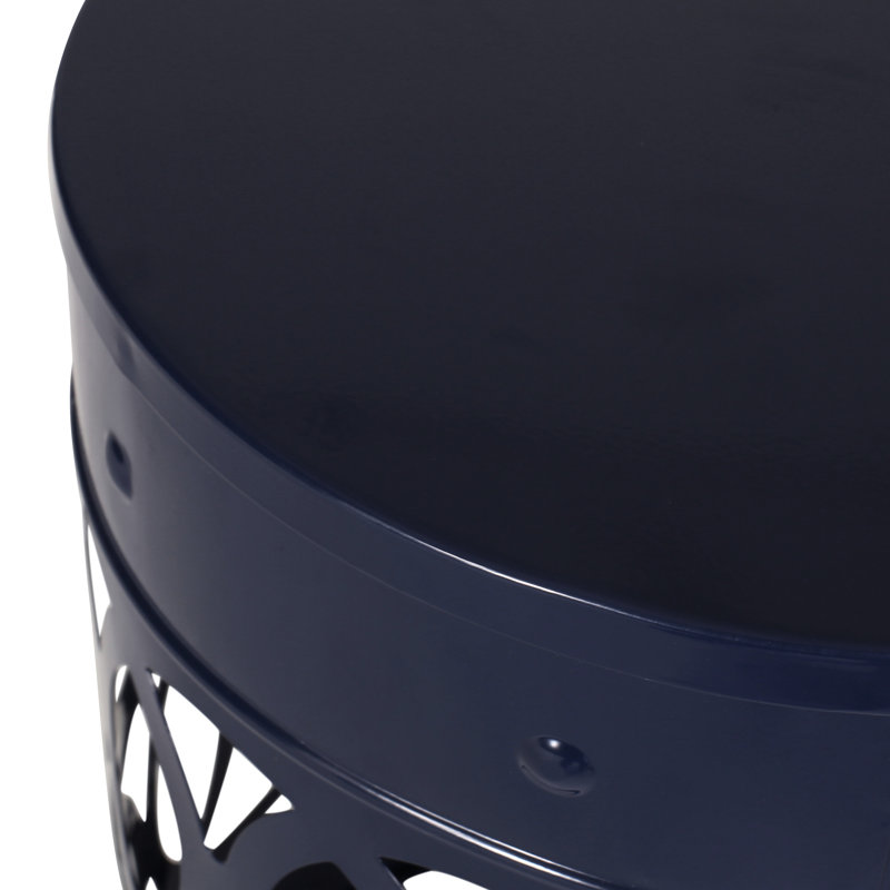 Modern Outdoor Side Table - Large. Navy Blue, Cut Construction. Powder-Coated, No Assembly. 13.43"X13.43"X18.34", 4.59 Lb Large Table. Blue Design, Powder-Coated. Assembly Needed. 13.43In