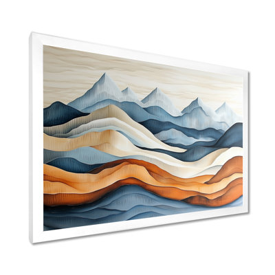 Mountain Line Reverie - Blue Nature Landscape Picture Framed Wall Art