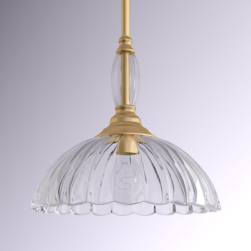Luminaire suspendu en forme de dôme à 1 lumière Iberville, Bronze champagne brossé