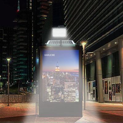 Commercial Solar Billboard Light With 60 Ultra-Bright Leds, 12W Solar Panel & 12000Mah Battery, IP65 Waterproof Metal Construction For Outdoor Advertising Signs, Real Estate, And Highway Displays