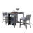 3-Piece Grey Finish Small Space Counter Height Dining Table with Shelves and 2 Chairs