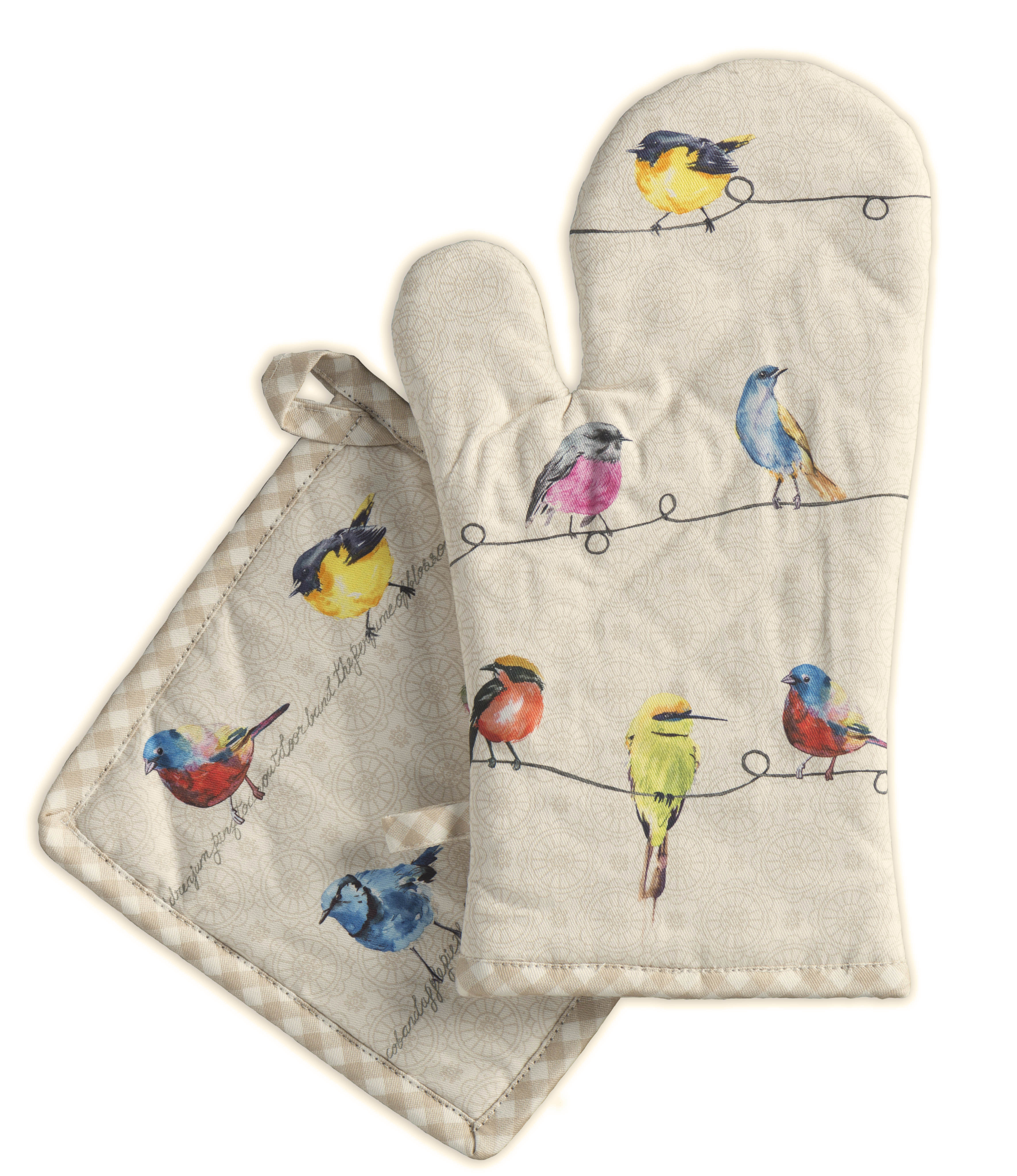  Maison d' Hermine Birdies On Wire 100% Cotton Set of 2