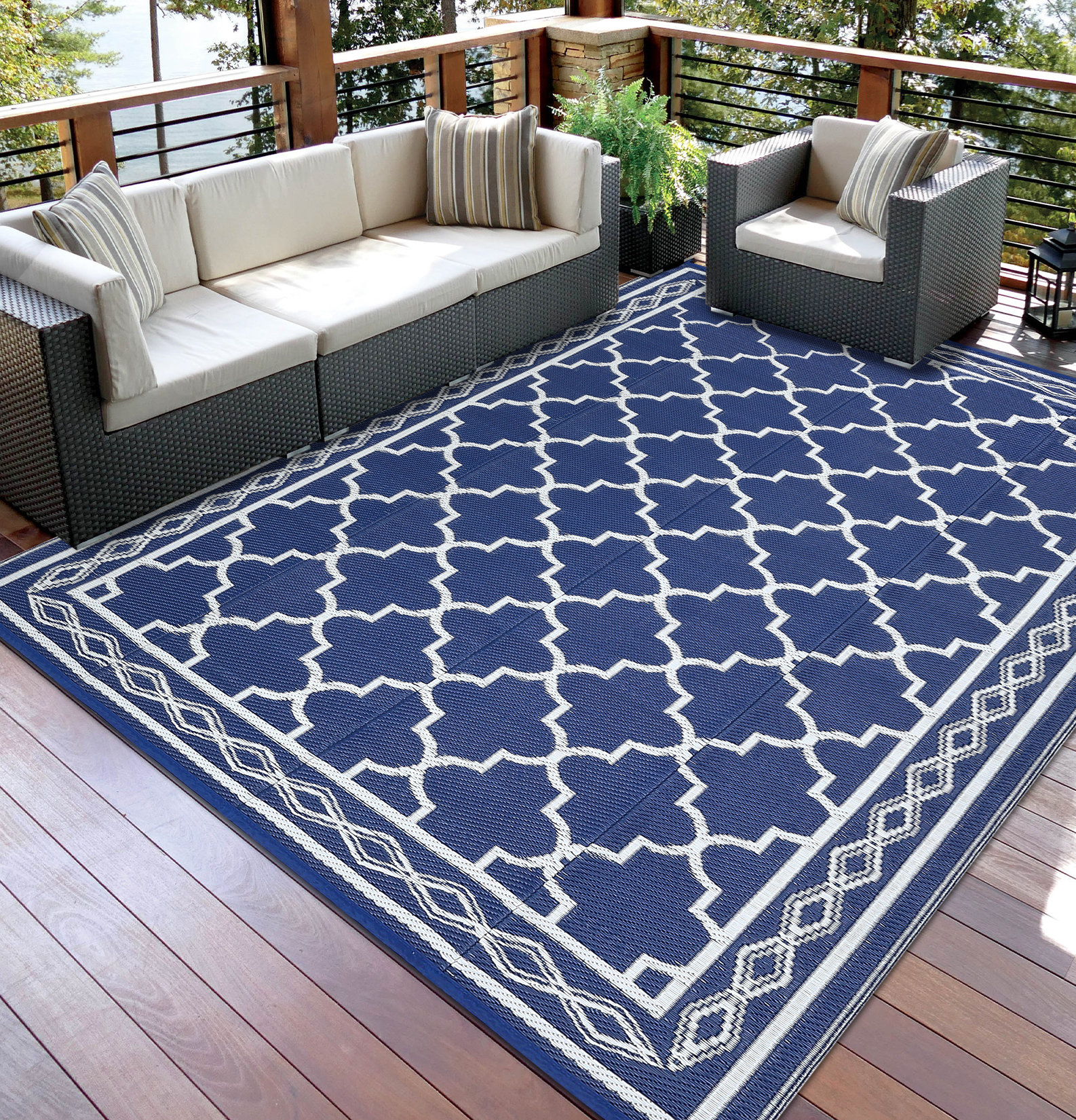Latitude Run® Outdoor Rug Waterproof Outdoor Rug Patio Reversible ...