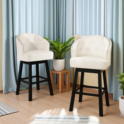 Tabouret tournant à 360 degrés avec garniture cloutée, ensemble de 2