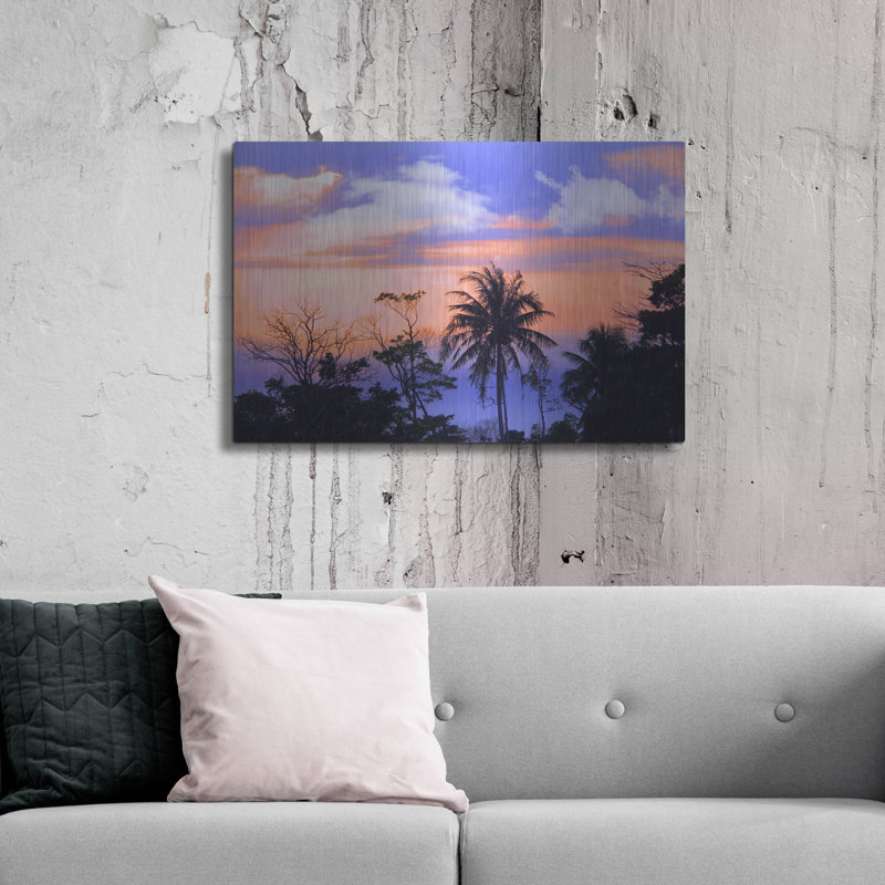 Art mural en métal Winston Porter «Coastal Palms 3» par Mark Ashkenazi, H 24 po x l 36 po